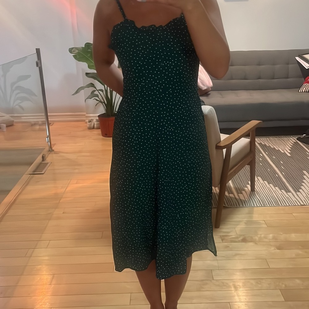 Green polka dot summer dress
